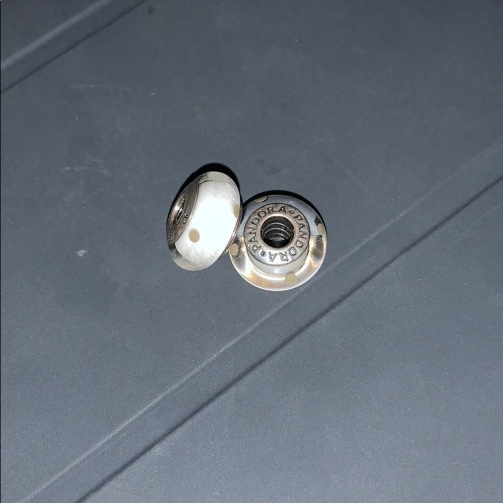 Grey and White Pandora Murano Glass Bead 2 of 2
